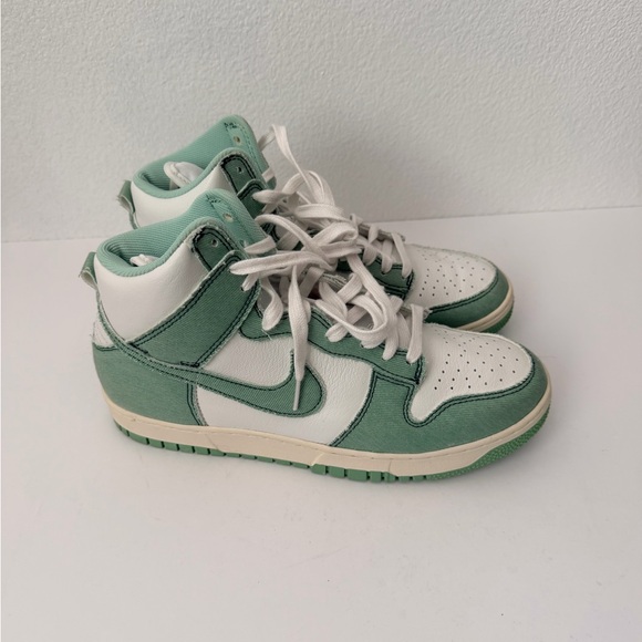 Level SS/New -Nike Wmns Dunk High 1985 'Green Denim' DV1143-300 Sz 10.5 - Picture 2 of 9